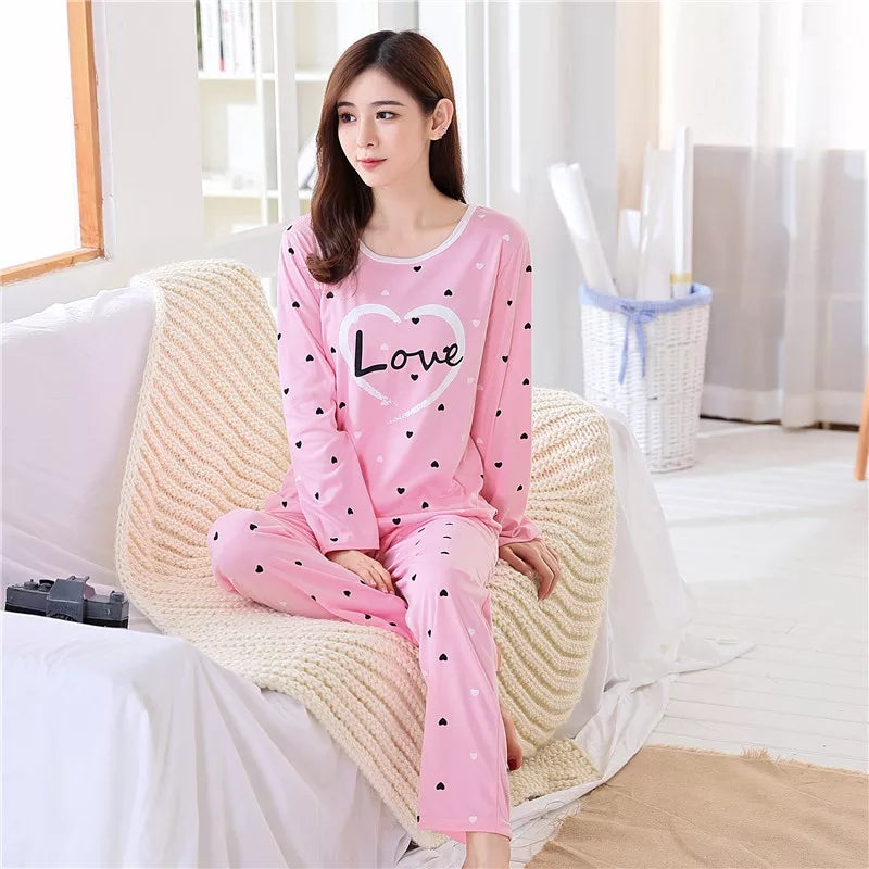 Heart Print Pink PJ Set