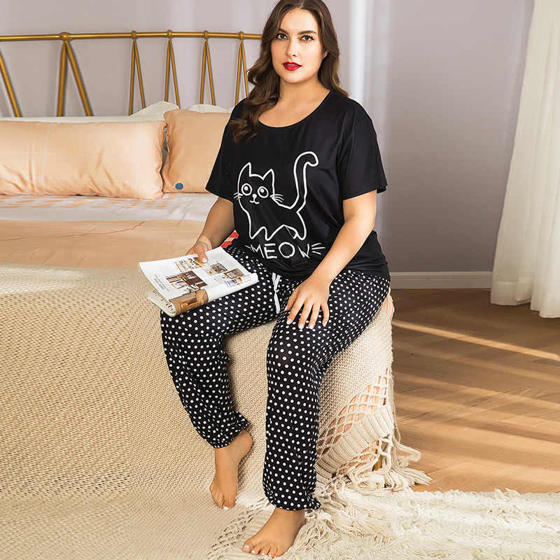 Meo Printed Black PJ Set