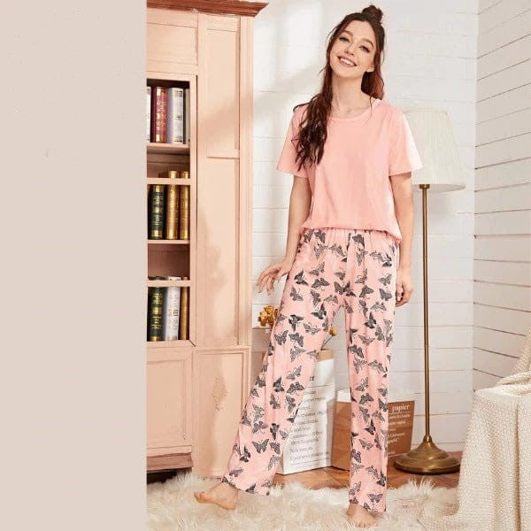 Butterfly Printed Pink PJ Set