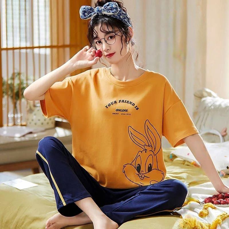 Micky Printed Yellow & Blue PJ Set