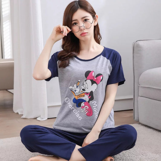 Micky Printed Grey & Blue PJ Set