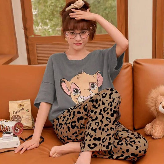 Grey & Brown Printed PJ Set