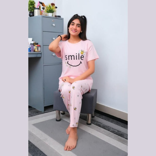 Smile Printed Pink PJ Set