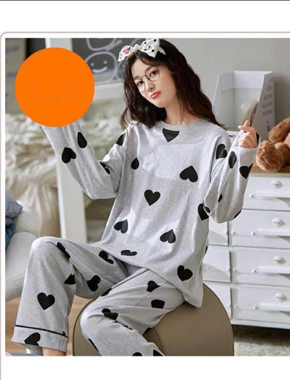 Heart Printed Grey PJ Set