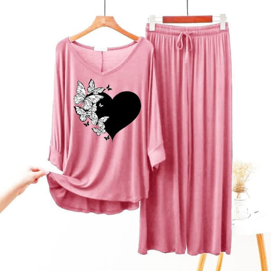 Heart Flower Print Loungewear