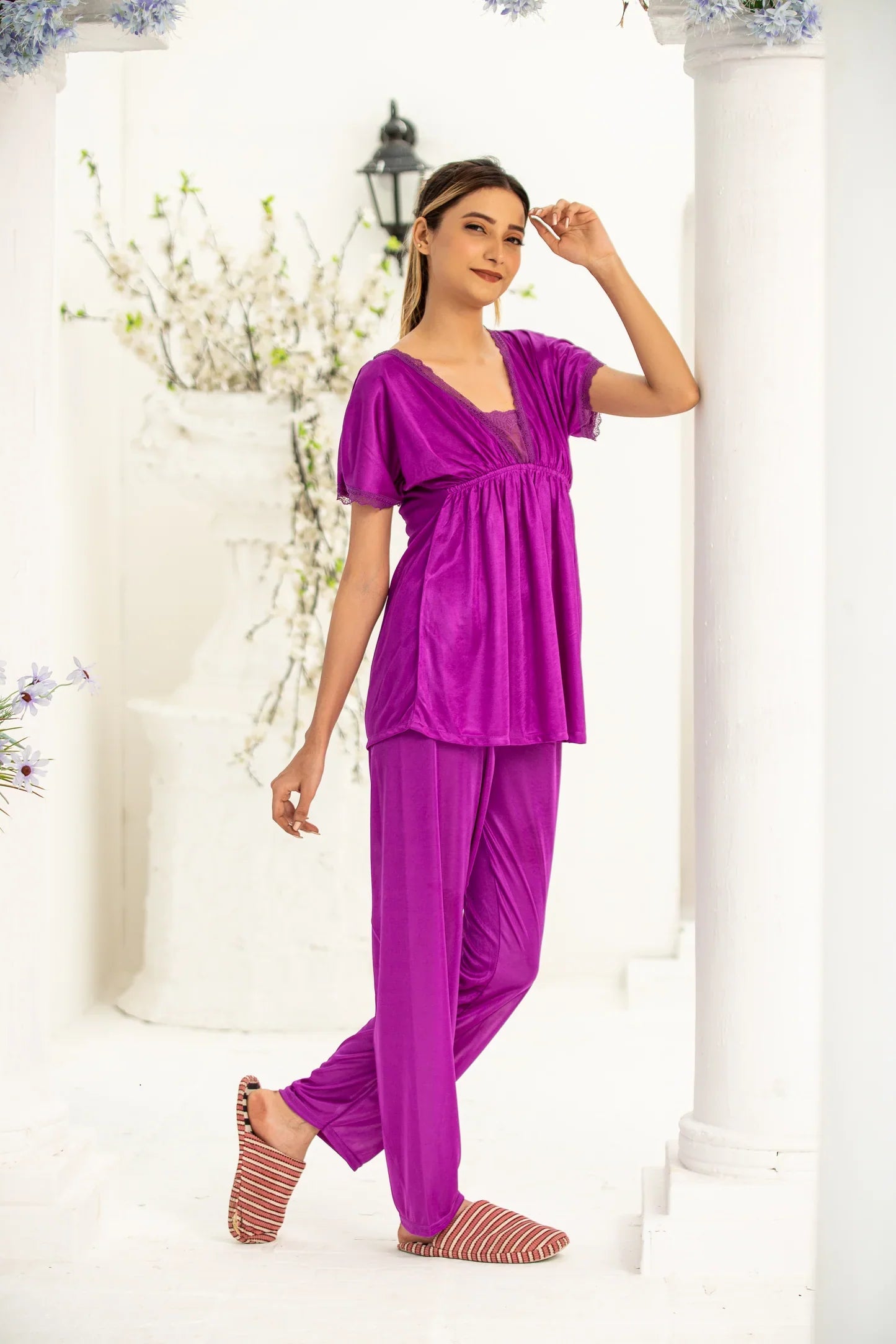 2 Pc Premium Silk Pajama Suit - T352