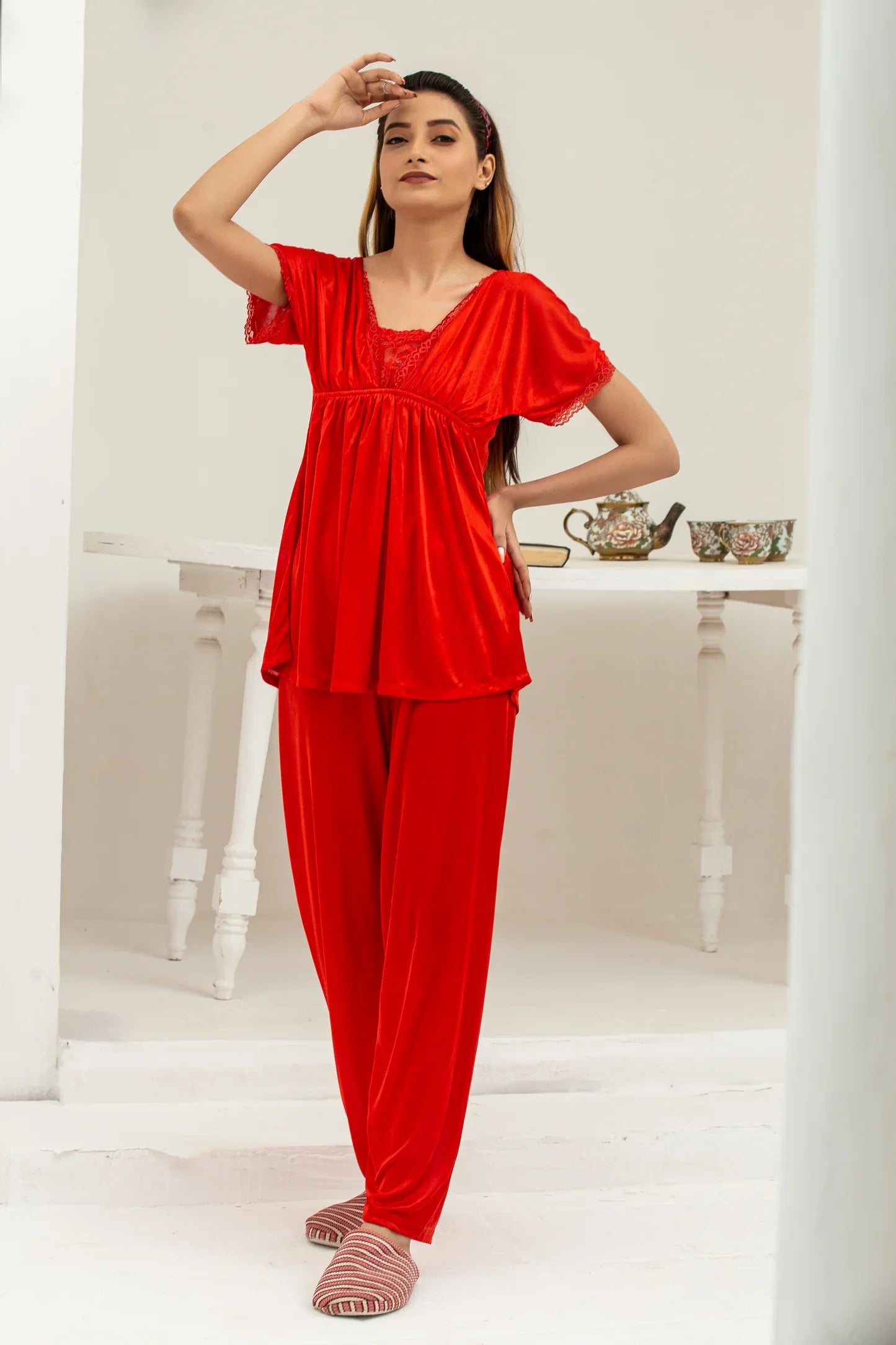 2 Pc Premium Silk Pajama Suit - T352