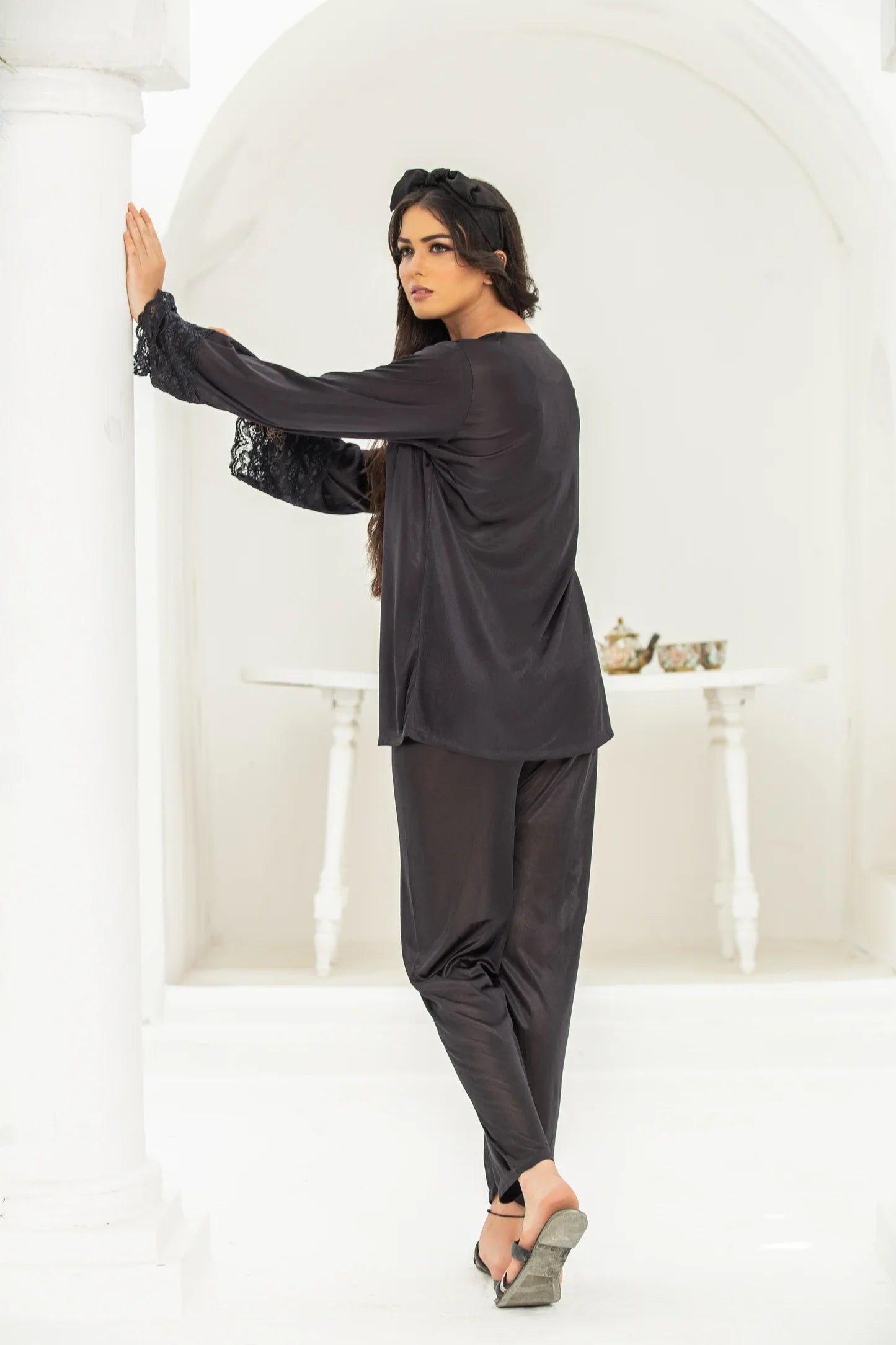 2 Pc Full Sleeves Silk Pajama Suit - T354