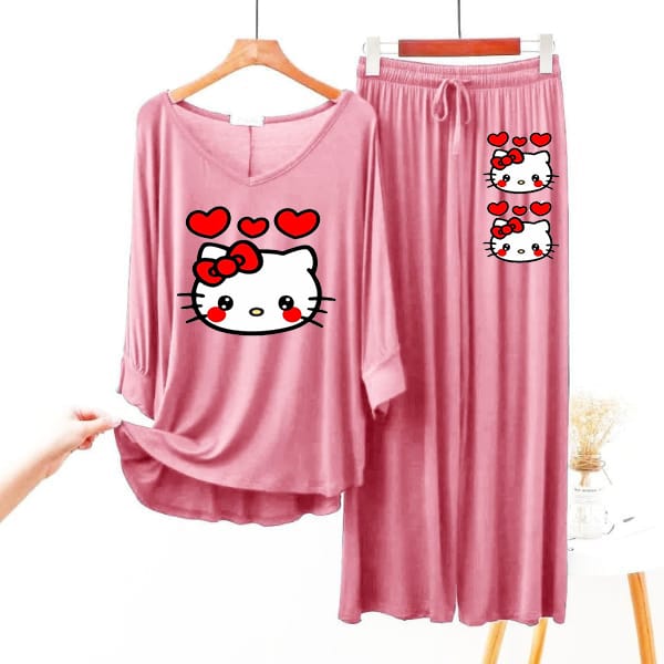 Kitty Heart Printed Loungewear