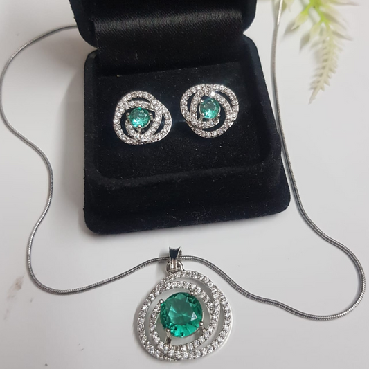 American Diamond Locket Set