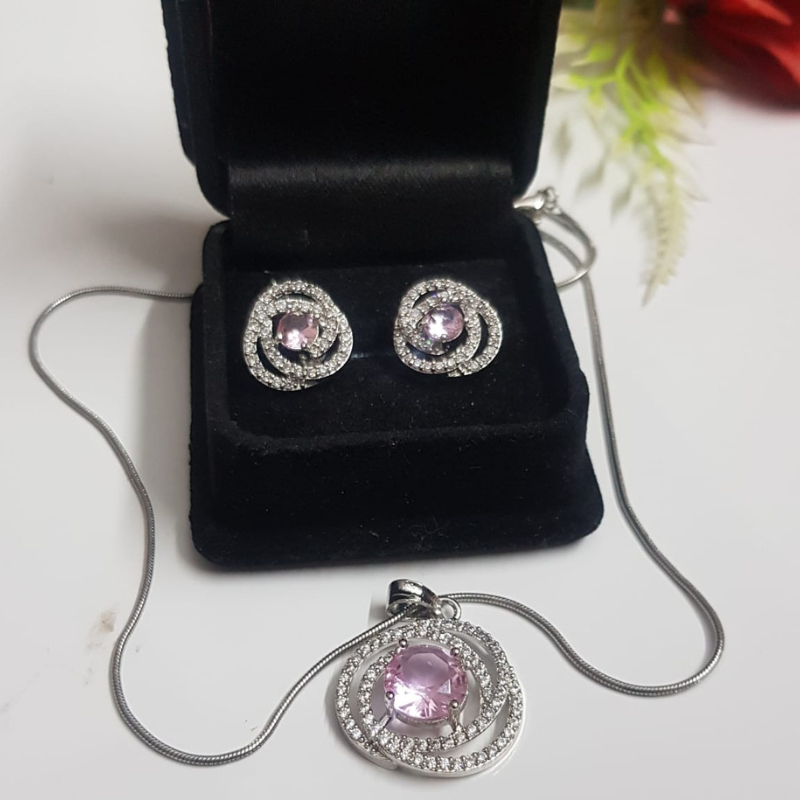 American Diamond Locket Set